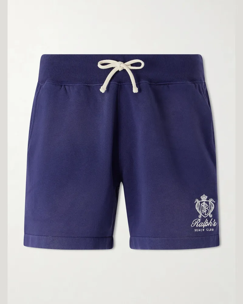 Ralph Lauren Logo-Embroidered Straight-Leg Cotton-Blend Jersey Drawstring Shorts Blue