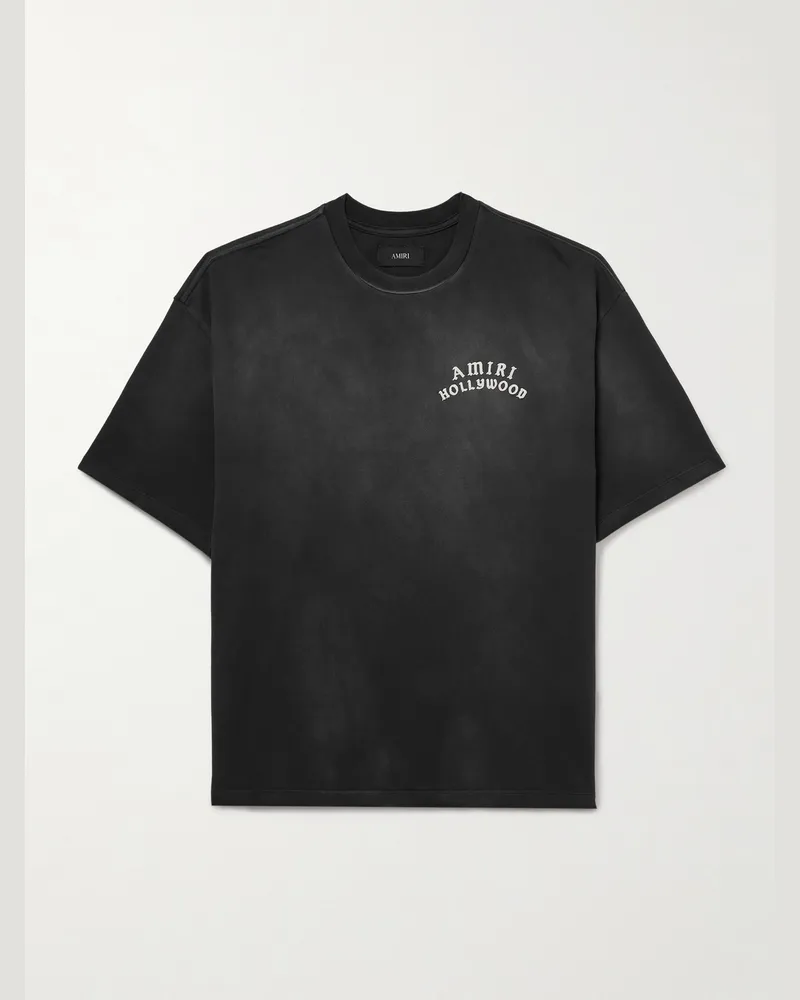 Amiri Hollywood T-Shirt aus Baumwoll-Jersey mit Logoprint Schwarz