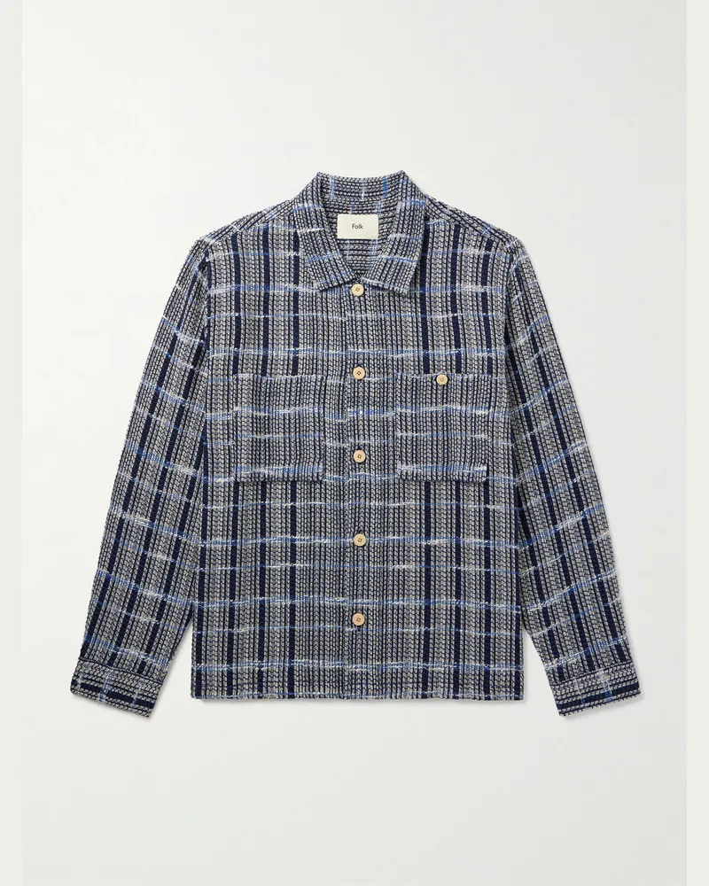 Folk Karierte Hemdjacke aus einer Baumwollmischung Blau
