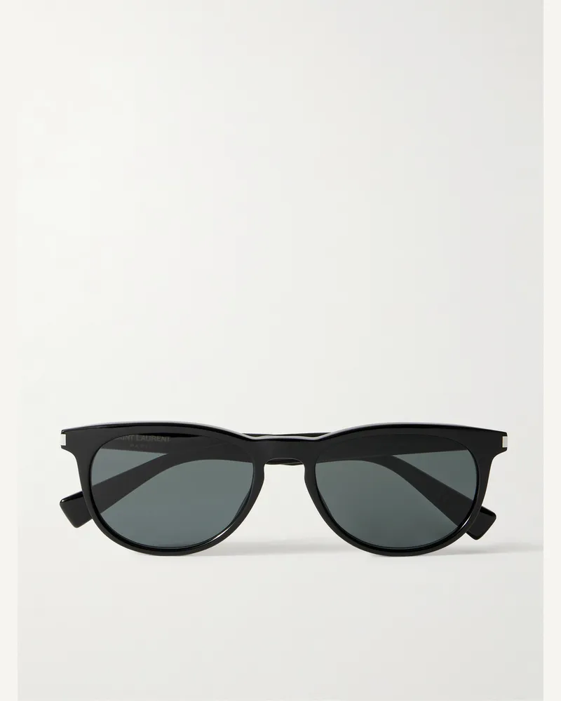 Saint Laurent Sonnenbrille mit rundem Rahmen aus recyceltem Azetat Schwarz