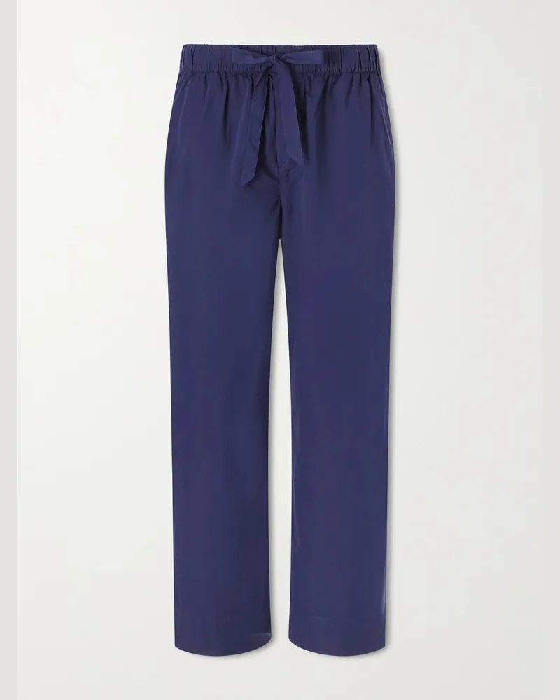 TEKLA Straight-Leg Organic Cotton-Poplin Pyjama Trousers Blue