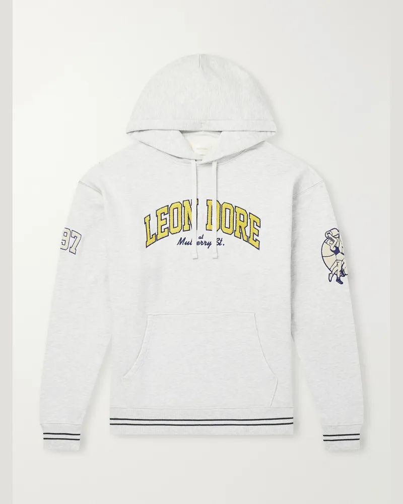 Aimé Leon Dore Logo-Appliqué Cotton-Jersey Hoodie Gray