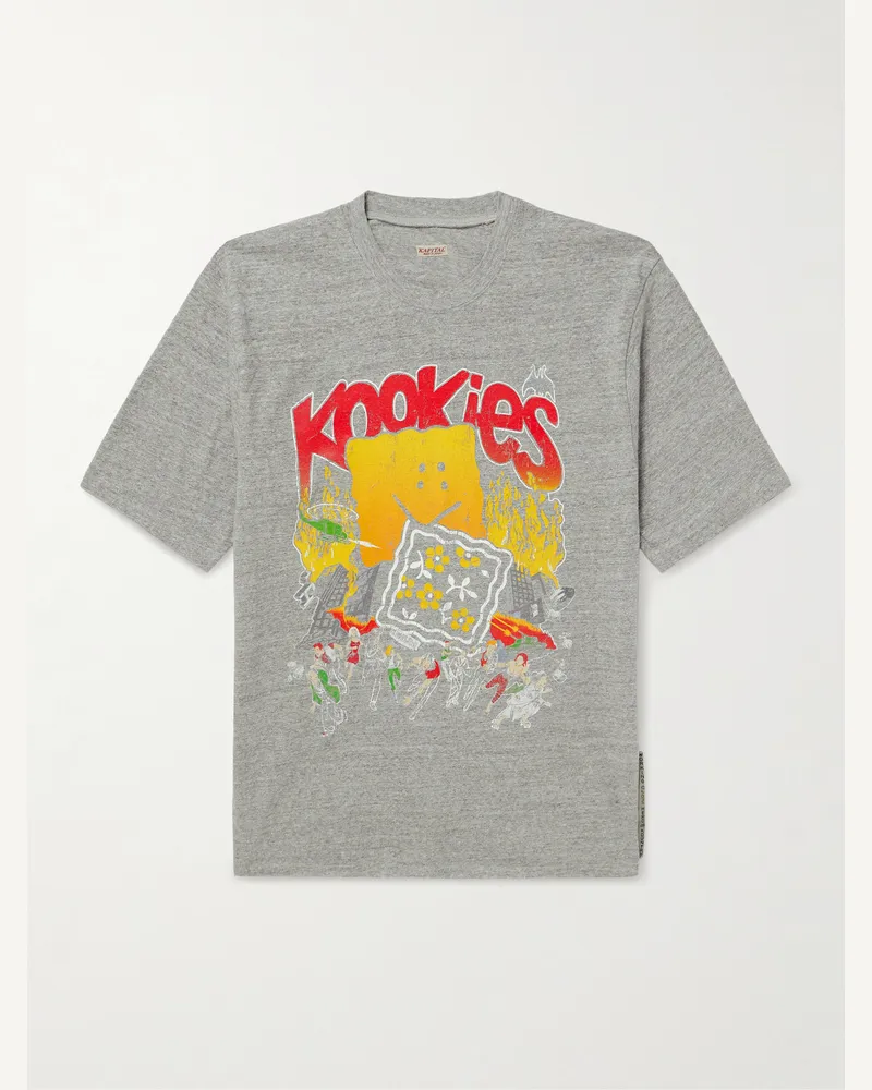 KAPITAL Buster Peckish Bowy T-Shirt aus Baumwoll-Jersey mit Print Grau