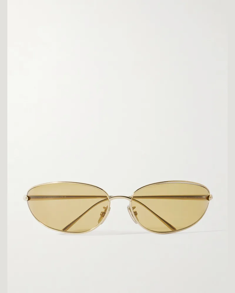 Loewe Goldfarbene Sonnenbrille mit ovalem Rahmen Gold