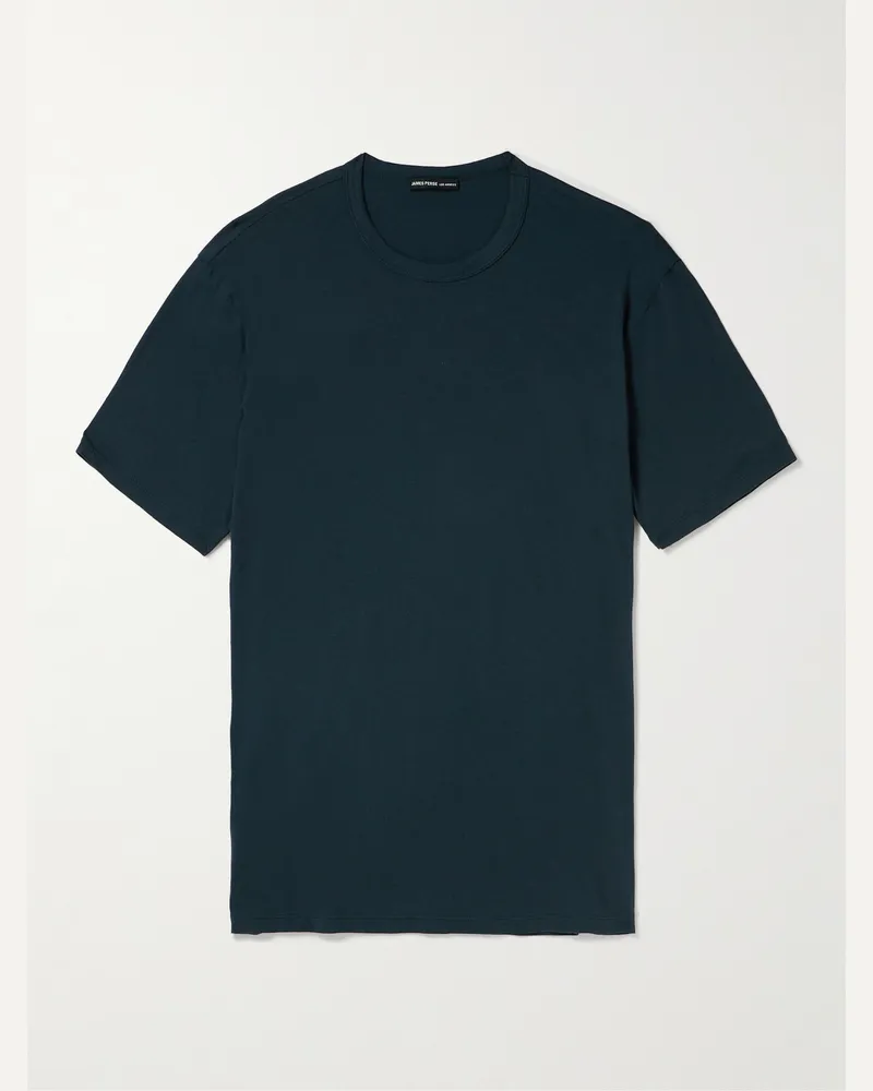 James Perse Elevated Lotus Garment-Dyed Cotton-Jersey T-Shirt Blue