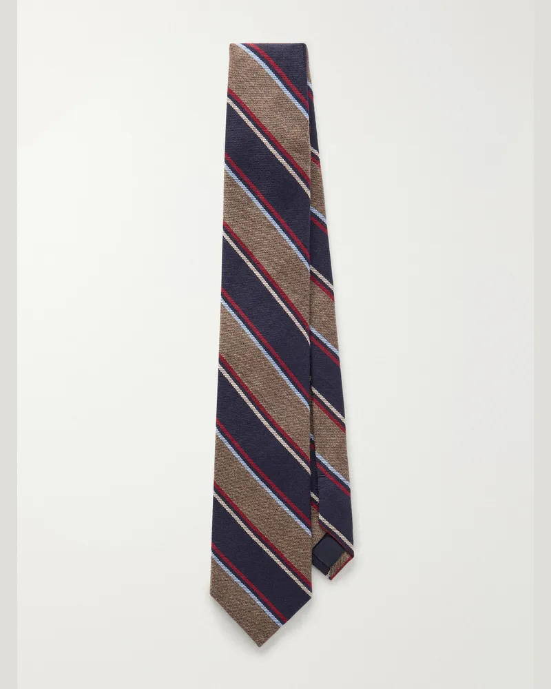 Visvim 8cm Striped Wool and Silk-Blend Tie Blue