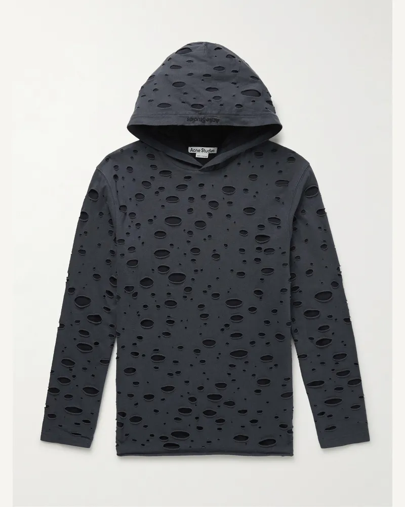 Acne Studios Eipe Hoodie aus Baumwoll-Jersey in Distressed-Optik Schwarz