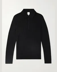 Paul Smith Pullover aus Merinowolle mit Stickerei und Polokragen Schwarz