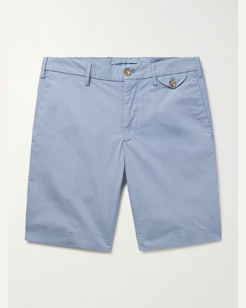 Incotex Schmal geschnittene Bermudashorts aus Stretch-Baumwollpopeline Blau