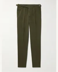 Rubinacci Manny schmal zulaufende Bundfaltenhose aus Baumwoll-Twill Grün