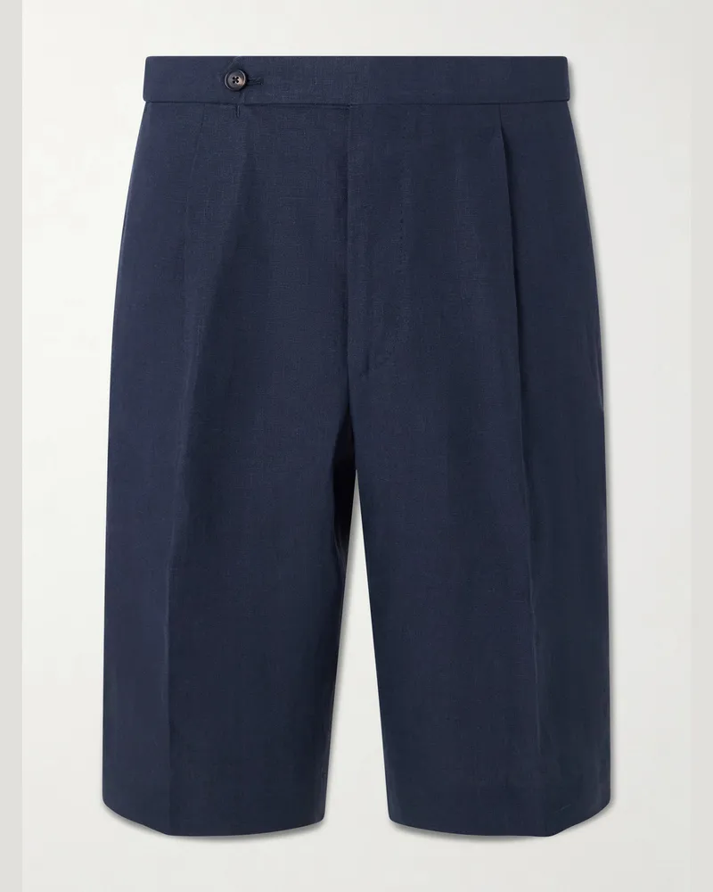 De Petrillo Gerade geschnittene Shorts aus Leinen Blau