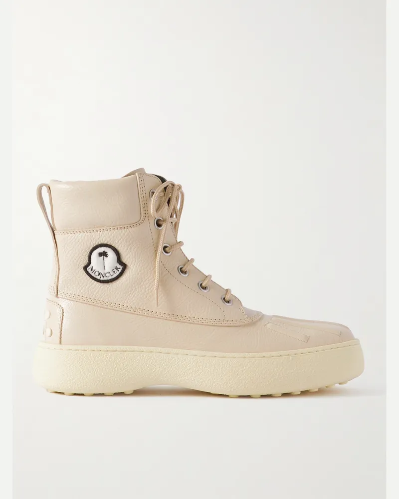 Moncler Tod's + Palm Angels Winter Gommino Full-Grain Leather Boots Neutrals