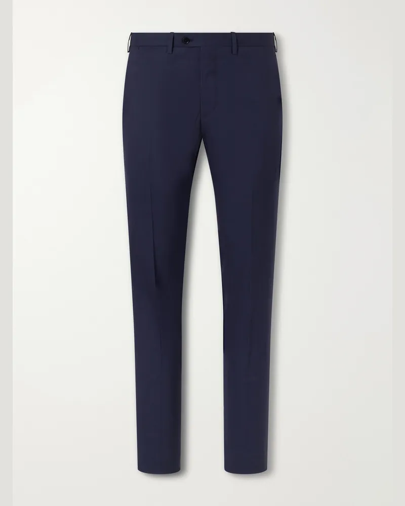 Kiton Slim-Fit Straight-Leg Wool-Fresco Suit Trousers Blue
