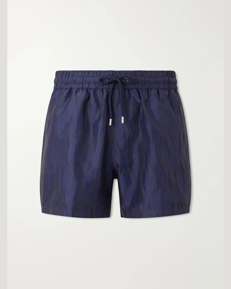 Frescobol Carioca Rio Straight-Leg Mid-Length Printed Recycled Swim Shorts Blue