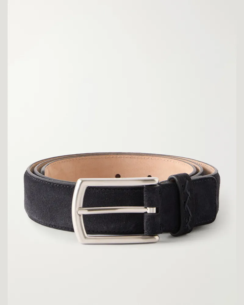 Ermenegildo Zegna 3cm Suede Belt Blue