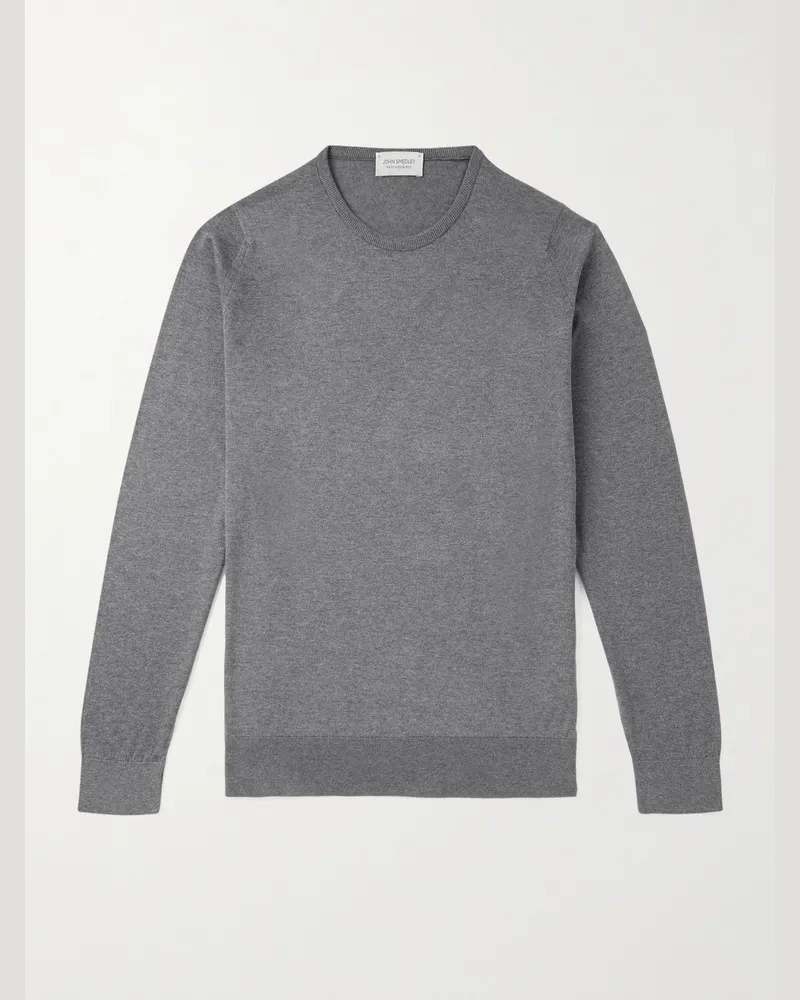 John Smedley Hatfield Sea Island Cotton Sweater Gray