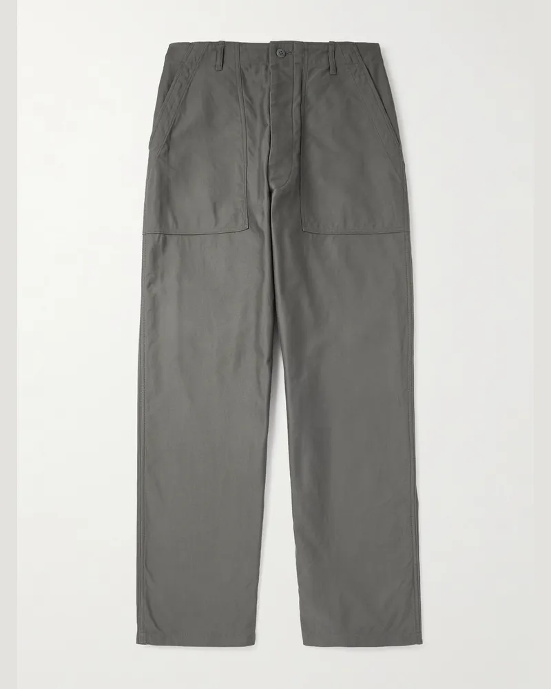 Kaptain Sunshine Baker Straight-Leg Cotton Trousers Gray