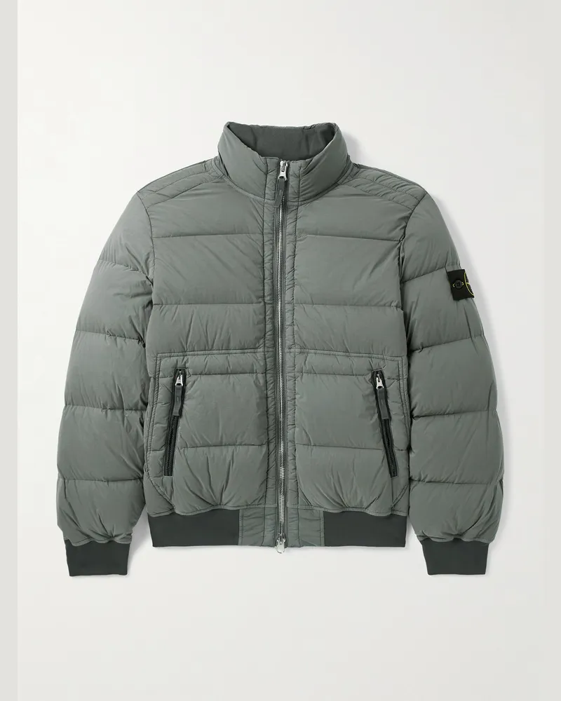 Stone Island Bomberjacke aus gestepptem Shell mit Daunenfüllung und Logoapplikation Grau