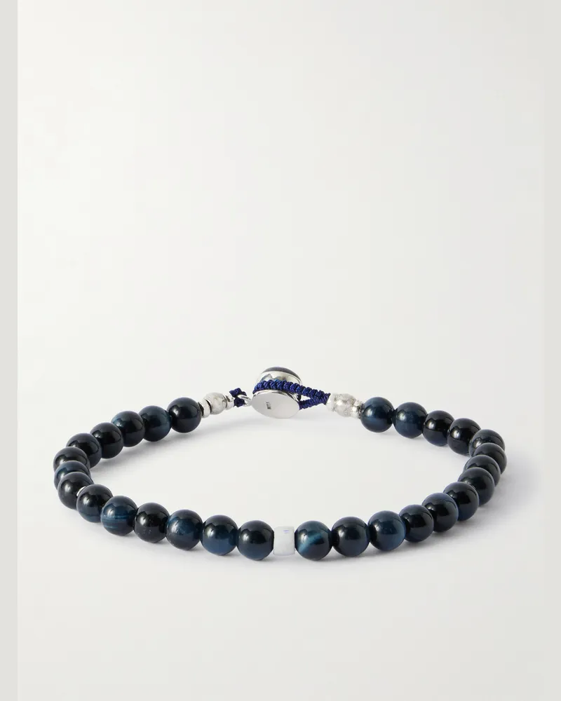 Mikia Circle 8 Sterling Silver, Labradorite and Tiger's Eye Bracelet Blue