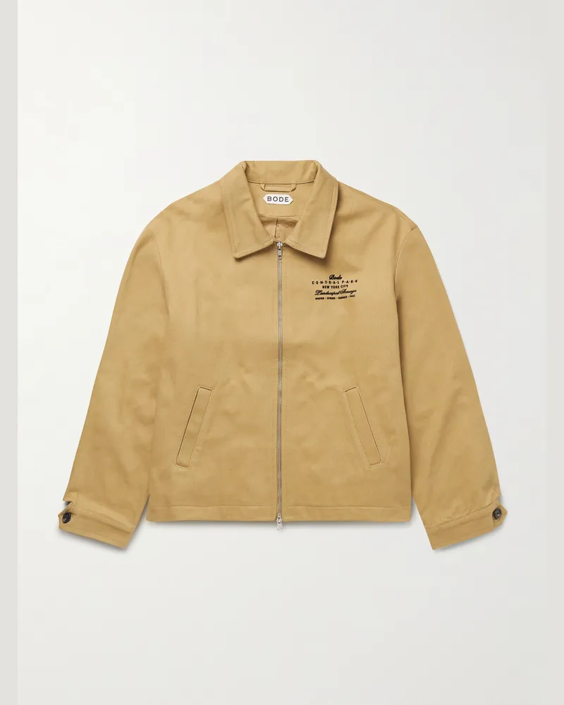 BODE Central Park Printed Cotton-Twill Jacket Neutrals