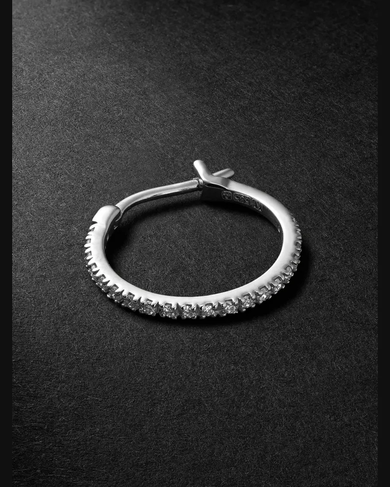 Kolours Spectra Medium 14-Karat Blackened Gold Diamond Single Hoop Earring Silver