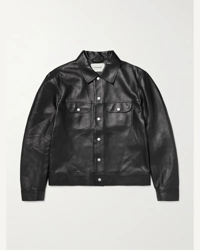 Frame Denim Lederjacke Schwarz