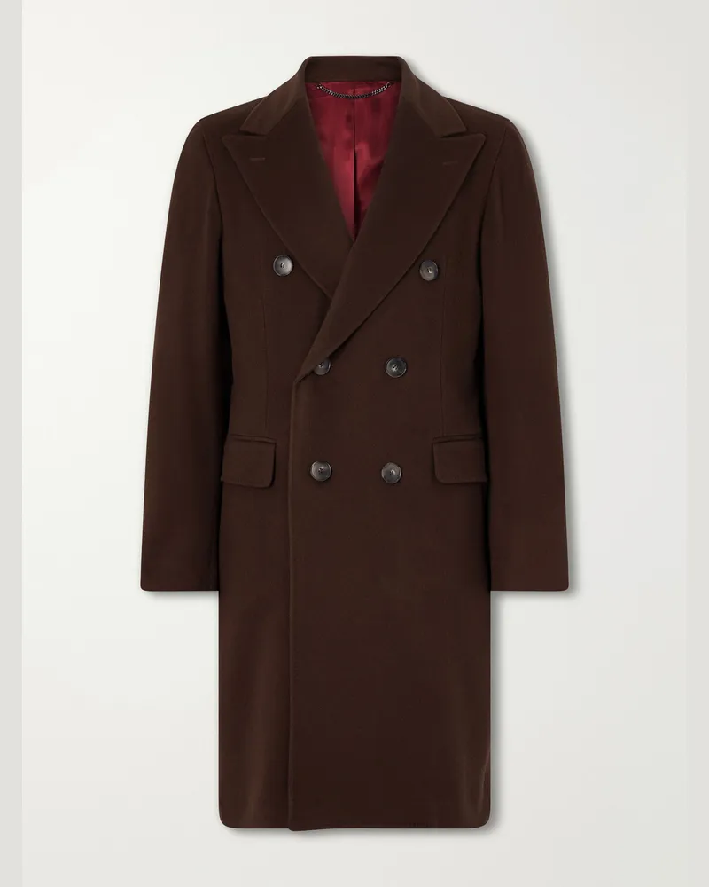 Canali Wool and Cashmere-Blend Coat Brown