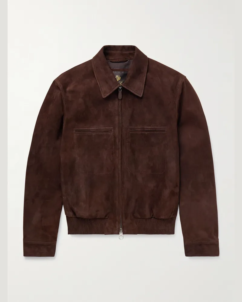 Loro Piana Kane Bomberjacke aus Veloursleder mit Rain-System®-Beschichtung Braun