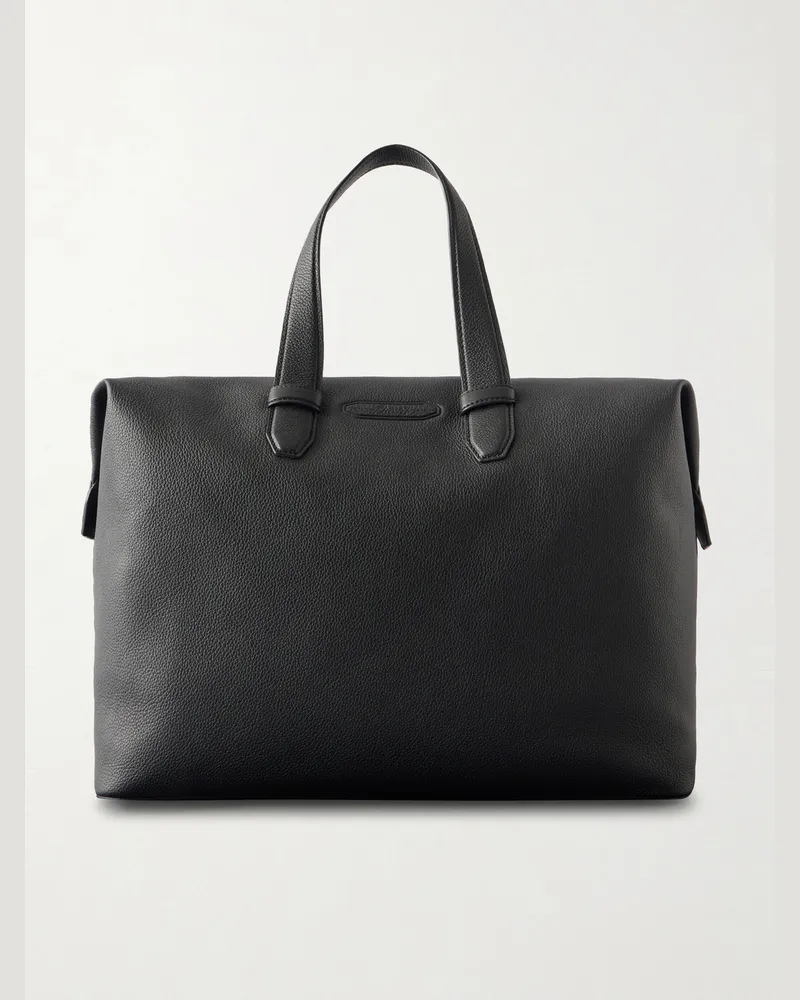 Brioni Full-Grain Leather Weekend Bag Black