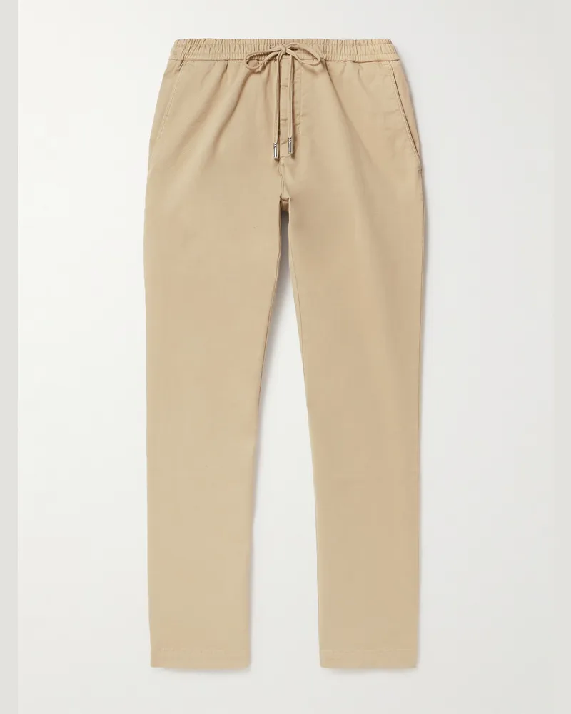 MR P. Gerade geschnittene Hose aus Twill aus einer Baumwollmischung mit Kordelzugbund Neutral
