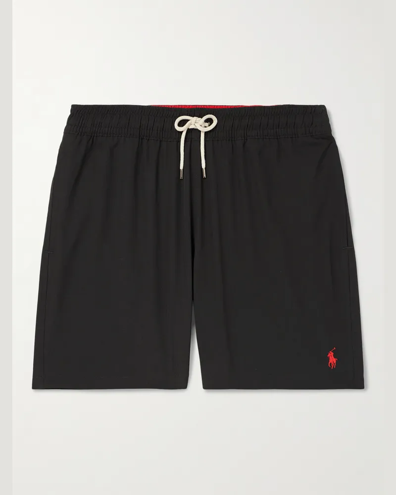 Ralph Lauren Traveler Straight-Leg Mid-Length Swim Shorts Black