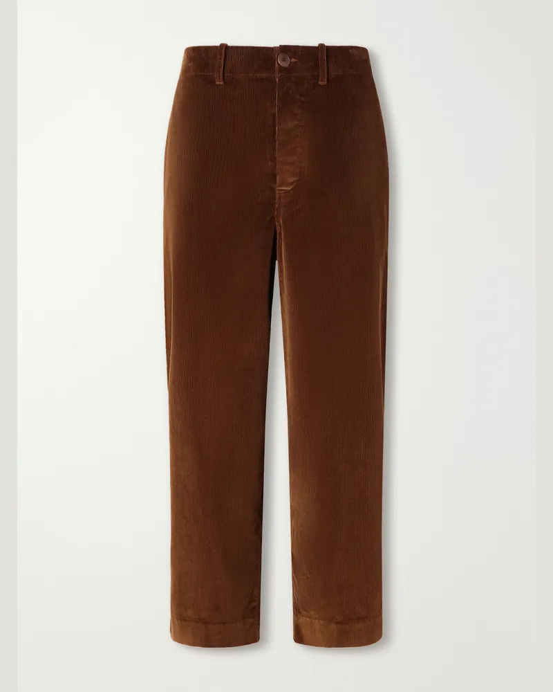 Casey Casey Albello Straight-Leg Cotton-Corduroy Trousers Brown