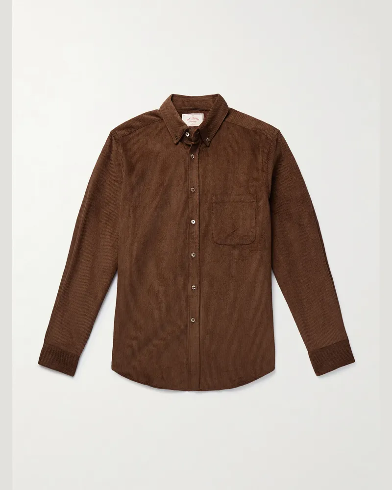 Portuguese Flannel Lobo 2.0 Hemd aus Baumwollcord mit Button-Down-Kragen Braun