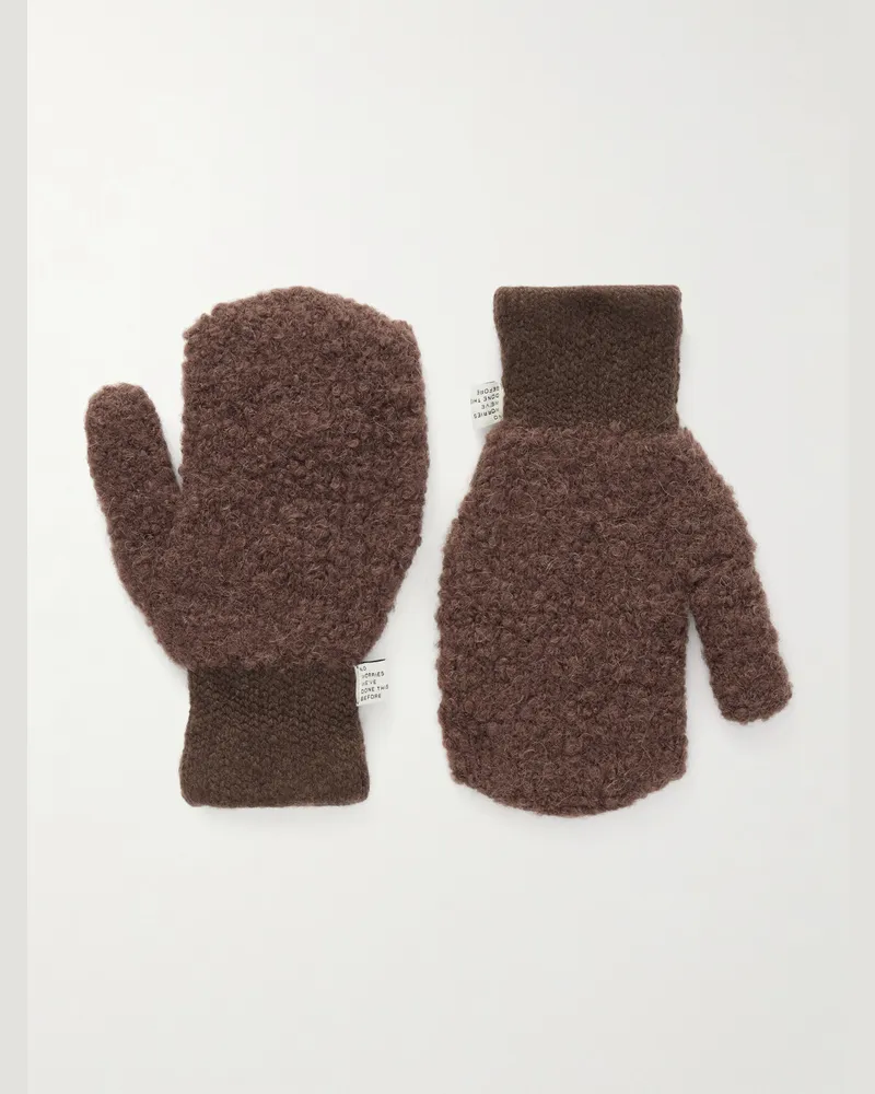 A Kind Of Guise Matad Fäustlinge aus Bouclé aus einer Schurwollmischung Braun