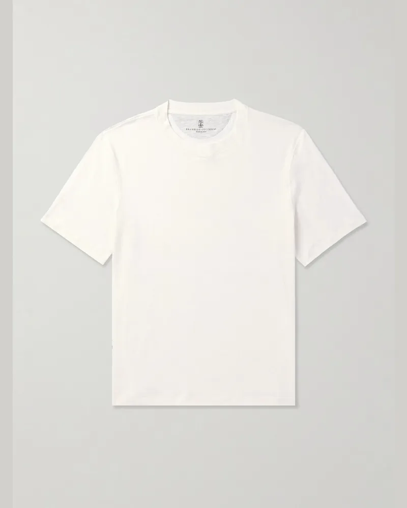 Brunello Cucinelli T-Shirt aus Jersey aus einer Leinen-Baumwollmischung Neutral