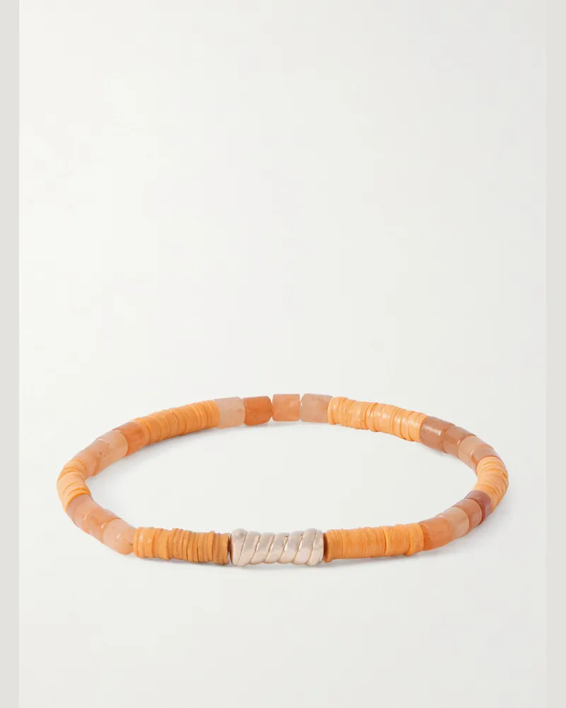 Luis Morais Armband mit Zierperlen, orangefarbenen Aventurinen und Details aus 14 Karat Gold Orange