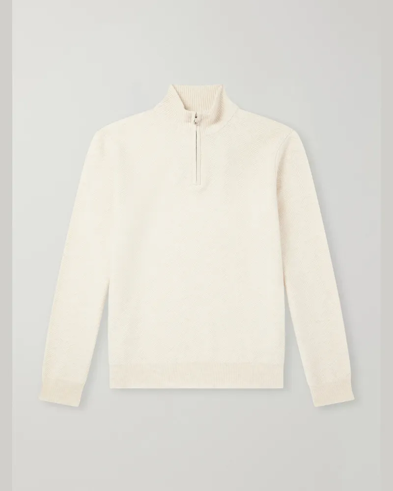 MR P. Wool and Cashmere-Blend Half-Zip Sweater Neutrals
