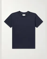 Valentino Garavani Rockstud T-Shirt aus Baumwoll-Jersey mit Nieten Blau