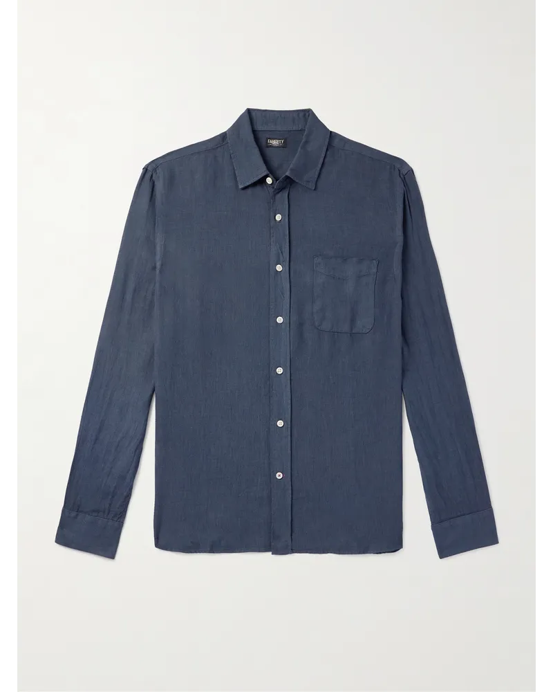 Faherty Laguna Hemd aus Leinen mit Button-Down-Kragen Blau