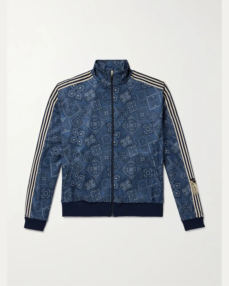 KAPITAL Cookie Bandana-Print Striped Shell Track Jacket Blue