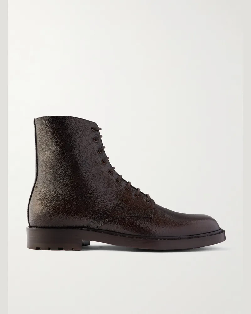 Brunello Cucinelli Pedula Stiefel aus vollnarbigem Leder Burgunder