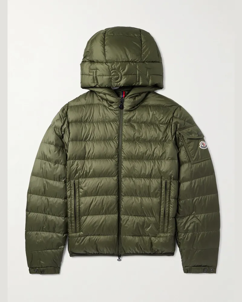 Moncler Najan Daunenjacke aus gestepptem Shell mit Kapuze und Logoapplikation Grün