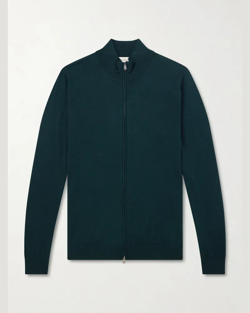 PIACENZA 1733 Slim-Fit Virgin Wool Zip-Up Cardigan Green