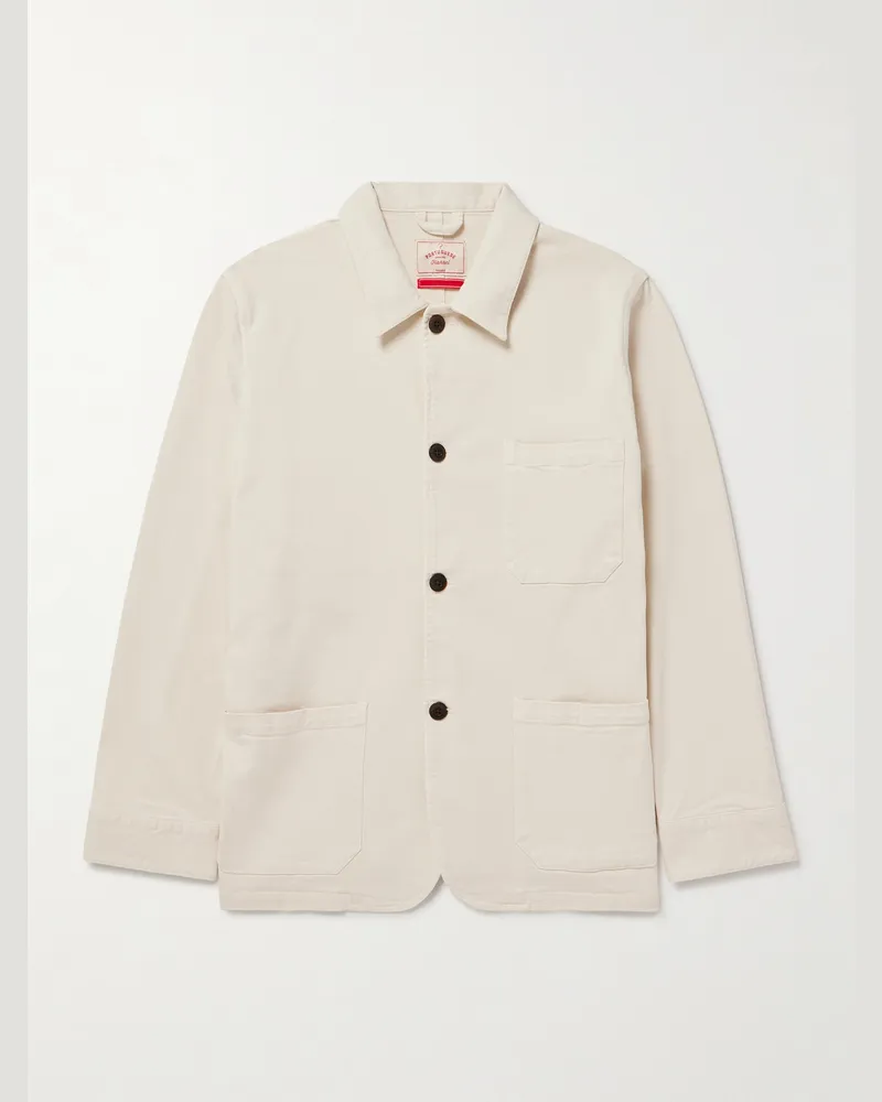 Portuguese Flannel Labura Stretch-Cotton Twill Overshirt Neutrals