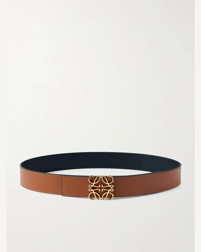 Loewe Wendbarer Ledergürtel mit „Anagram“-Schnalle, 4 cm Braun