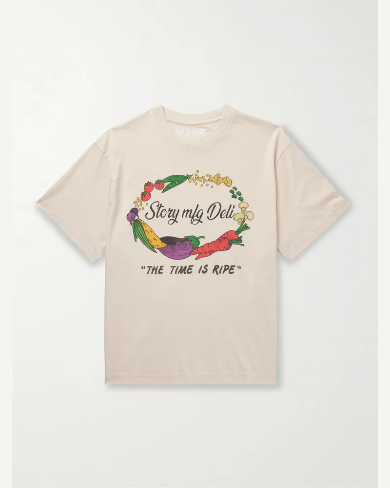 STORY mfg. Grateful T-Shirt aus Biobaumwoll-Jersey mit Logoprint Neutral