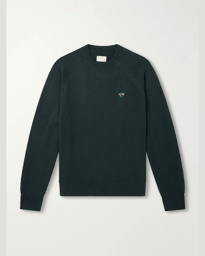 Aimé Leon Dore Logo-Embroidered Cotton Sweater Green