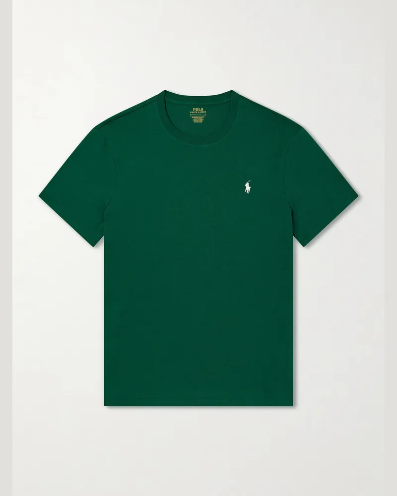 Ralph Lauren Logo-Embroidered Cotton-Jersey T-Shirt Green
