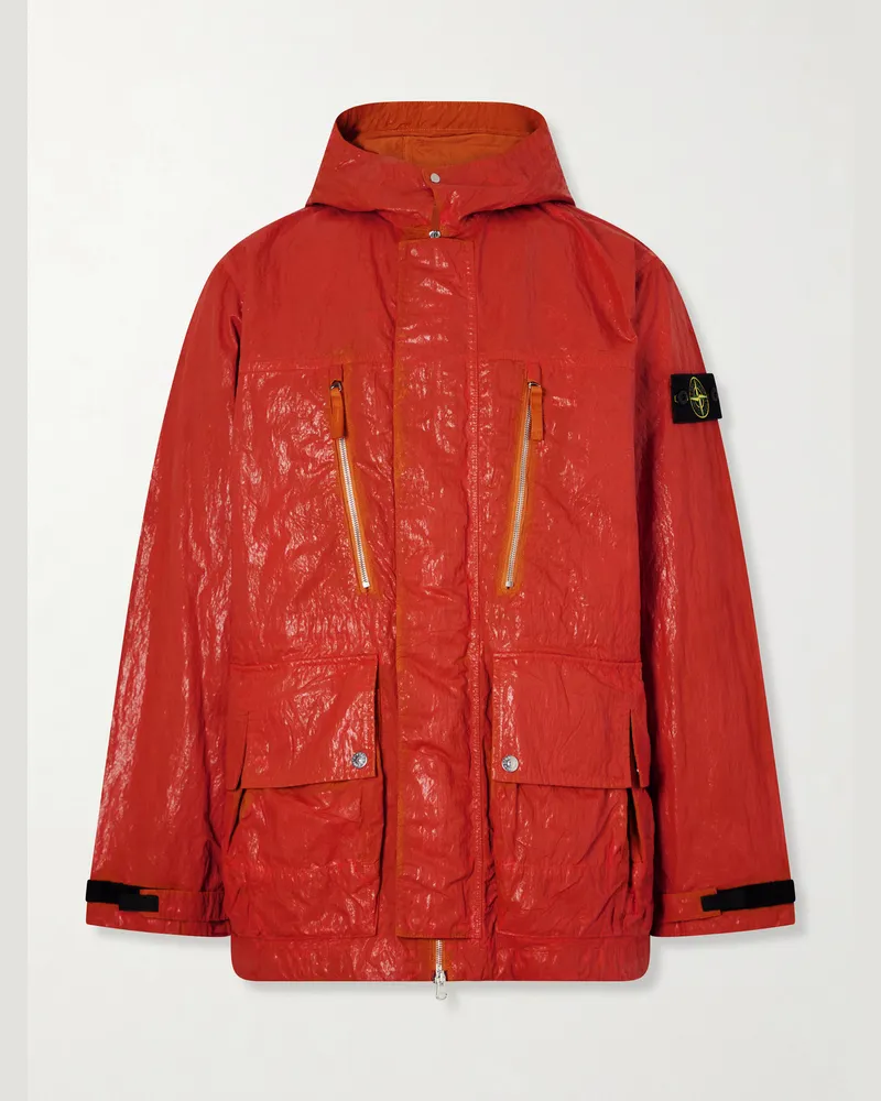 Stone Island Garment-Dyed Recycled Slick Nylon Tela-TC Jacket Orange
