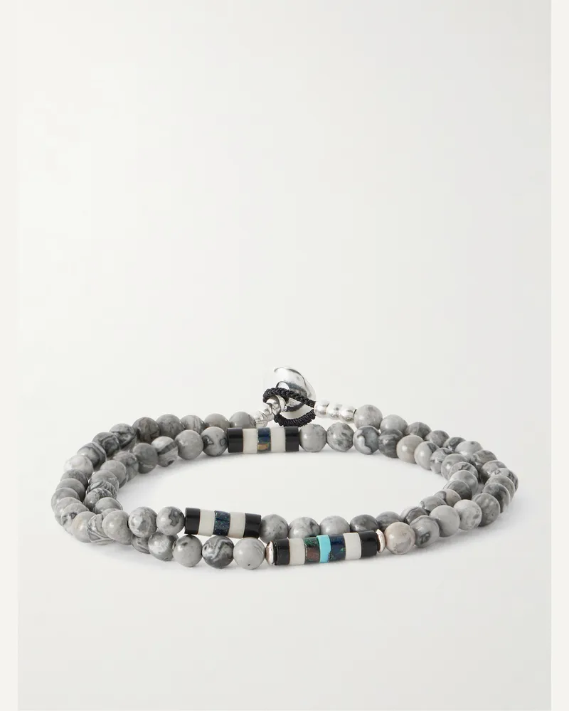 Mikia Armband mit Jaspissen und Details aus Sterlingsilber Grau